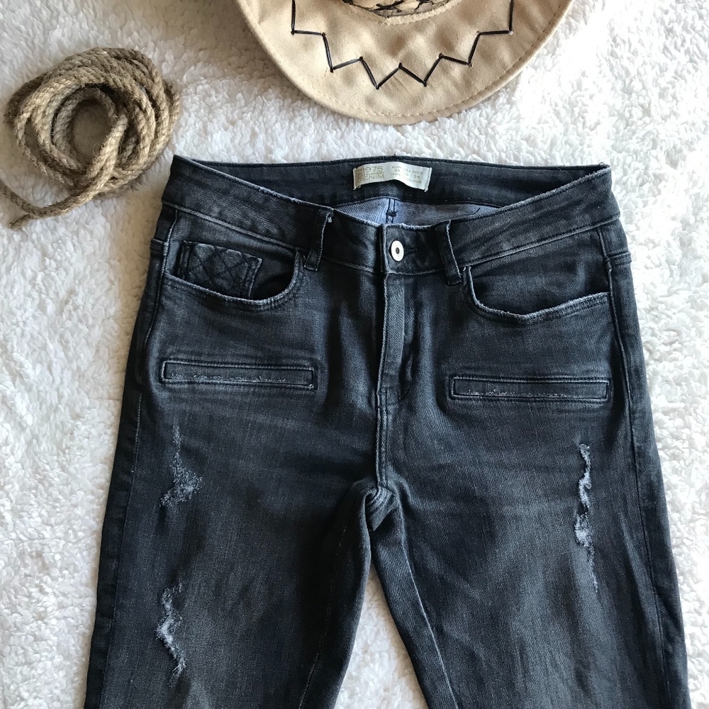 Zara Denim Jeans Women Charcoal Size 6